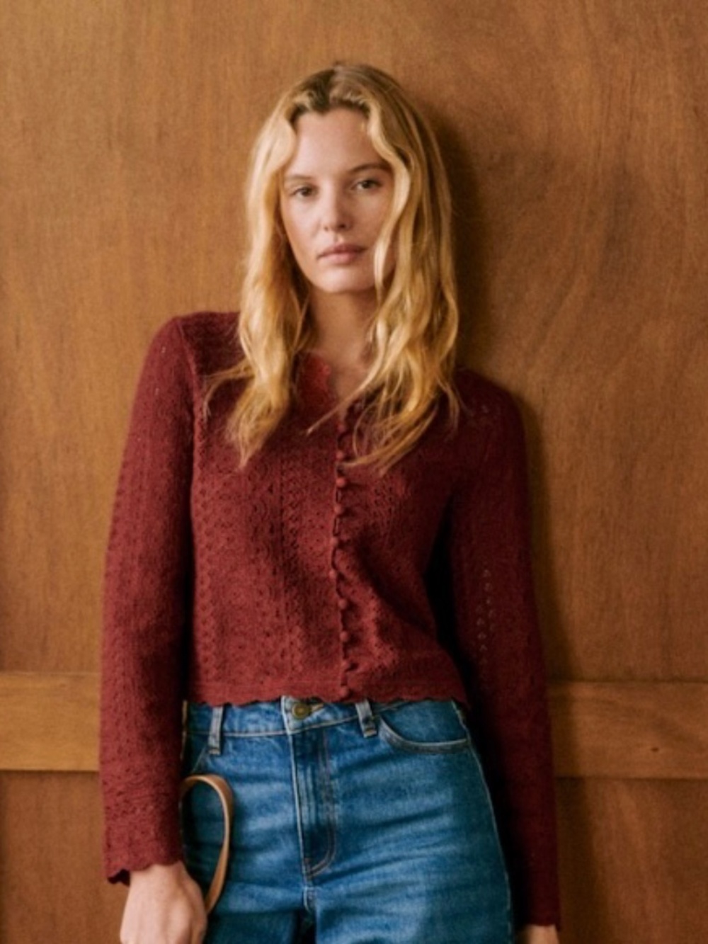 Sezane Noelie Cardigan Size M Brick Orange